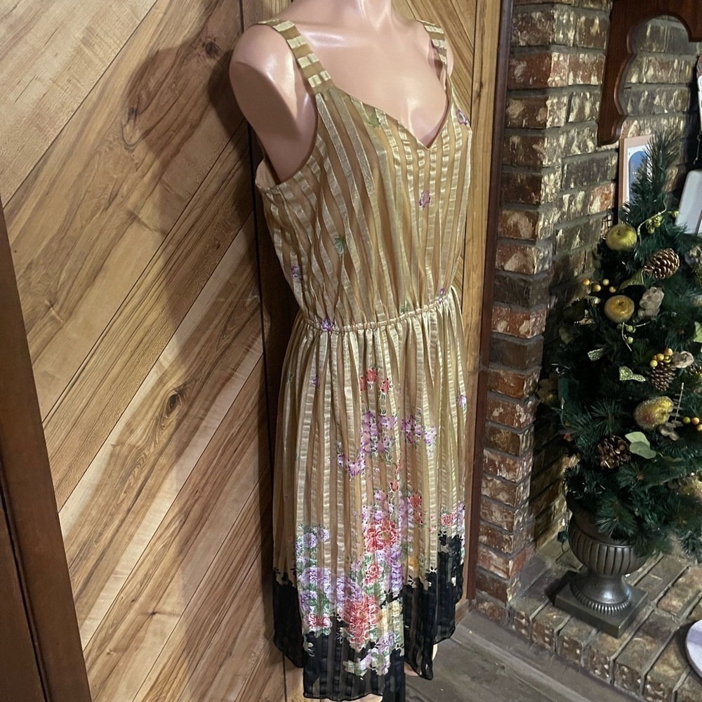 Vintage 70’s ILGWU Union Made Alori Inc Sleeveless Pleated Floral Midi Dress - Picture 4 of 9